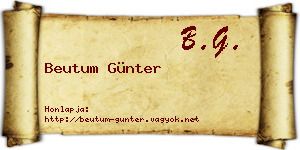 Beutum Günter névjegykártya